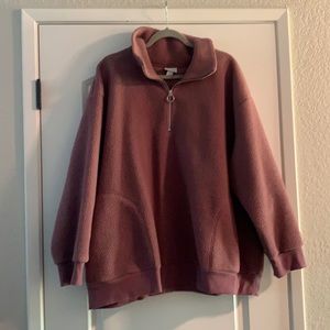 Ava Viv Sherpa pullover, mauve color 2x with pockets